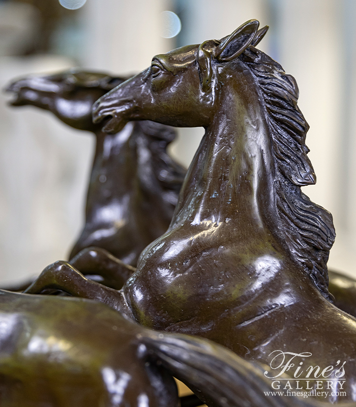 Bronze Statues  - Vintage Jumping Stables Horses - BS-119